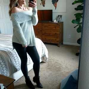 Grey Off the Shoulder Sweater